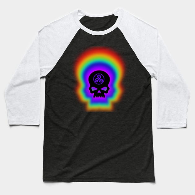 Rainbow Celtic Skull Baseball T-Shirt by Celtic Morrigan